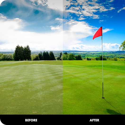 Before and after comparison showing improved course clarity with Abaco polarized lenses